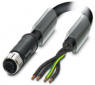 Sensor actuator cable, M12-cable socket, straight to open end, 4 pole, 5 m, PUR, black, 12 A, 1408845