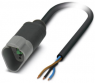 Sensor actuator cable, Cable plug to open end, 3 pole, 1.5 m, PUR, black, 8 A, 1414999
