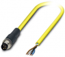 Sensor actuator cable, M8-cable plug, straight to open end, 4 pole, 10 m, PVC, yellow, 4 A, 1406201