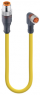 Sensor actuator cable, M12-cable plug, straight to M8-cable socket, angled, 4 pole, 0.6 m, PUR, yellow, 4 A, 18681