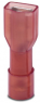 Insulated flat plug sleeve, 4.8 x 0.8 mm, 0.5 to 1.5 mm², AWG 20 to 16, brass, red, 3240537