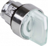 Selector switch, illuminable, latching, waistband round, white, front ring silver, 3 x 45°, mounting Ø 22 mm, ZB4BK1313