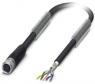 Sensor actuator cable, M8-cable socket, straight to open end, 4 pole, 10 m, PUR, black, 4 A, 1543317