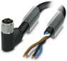 Sensor actuator cable, M12-cable socket, angled to open end, 4 pole, 10 m, PVC, black, 12 A, 1089987