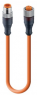 Sensor actuator cable, M12-cable plug, straight to M12-cable socket, straight, 5 pole, 2 m, PUR, orange, 4 A, 12033