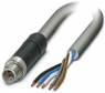 Sensor actuator cable, M12-cable plug, straight to open end, 5 pole, 1.5 m, PUR, gray, 12 A, 1424593