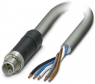 Sensor actuator cable, M12-cable plug, straight to open end, 5 pole, 10 m, PUR, gray, 12 A, 1424596