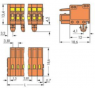 Socket header, 3 pole, pitch 3.81 mm, angled, orange, 734-203/008-000