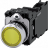 Pushbutton, yellow, illuminated  (yellow), mounting Ø 22.3 mm, IP20/IP66/IP67/IP69/IP69K, 3SU1152-0AB30-3FA0
