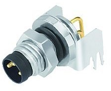 Panel plug, M8, 4 pole, THT, Snap-in/Screw locking, angled, 09 3421 82 04