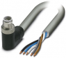 Sensor actuator cable, M12-cable plug, angled to open end, 5 pole, 3 m, PUR, gray, 16 A, 1414854