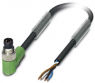 Sensor actuator cable, M8-cable plug, angled to open end, 4 pole, 5 m, PVC, black, 4 A, 1415548