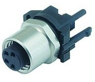 Panel socket, M8, 4 pole, THR, screw locking, straight, 99 3390 281 04