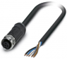 Sensor actuator cable, M12-cable socket, straight to open end, 5 pole, 10 m, PE-X, black, 4 A, 1407260