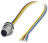 Sensor actuator cable, M12-cable plug, straight to open end, 4 pole, 0.5 m, TPE, 4 A, 1411592