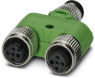 Adapter, 2 x M12 (4 pole, socket) to M12 (4 pole, plug), Y-shape, 1683455