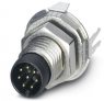 Plug, M8, 8 pole, solder pins, screw locking, straight, 1424236