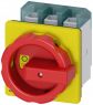 Emergency stop load-break switch, Rotary actuator, 3 pole, 100 A, 690 V, (W x H x D) 90 x 107 x 112.5 mm, front mounting, 3LD2704-0TK53