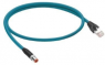 Sensor actuator cable, M12-cable plug, straight to RJ45-cable plug, straight, 8 pole, 2 m, PVC, turquoise, 934637037