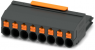 Socket header, 8 pole, pitch 6.35 mm, straight, black/orange, 1233126