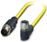 Sensor actuator cable, M12-cable plug, straight to M12-cable socket, angled, 5 pole, 0.5 m, PVC, yellow, 4 A, 1406135