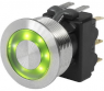 Pushbutton, 1 pole, silver, illuminated  (green), 5 A/125 V, mounting Ø 22.1 mm, IP67, 1241.6634.1122000