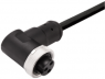 Sensor actuator cable, 7/8"-cable socket, angled to open end, 3 pole, 5 m, PUR, black, 12 A, 1292110500