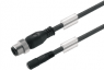 Sensor actuator cable, M12-cable plug, straight to M8-cable socket, straight, 3 pole, 0.8 m, PUR, black, 4 A, 1984530080