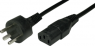 Device connection line, Denmark, plug type K, straight on C13 jack, straight, H05VV-F3G1.0mm², black, 2.5 m