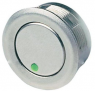 Pushbutton, 1 pole, silver, illuminated  (green), 0.125 A/48 V, mounting Ø 19 mm, IP67, 1241.2856