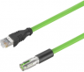 Sensor actuator cable, M12-cable socket, straight to RJ45-cable plug, straight, 8 pole, 0.5 m, PUR, green, 0.5 A, 2503740050