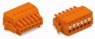 Socket header, 3 pole, pitch 3.81 mm, angled, orange, 2734-203/037-000