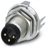 Plug, M8, 3 pole, solder pins, screw locking, straight, 1455997