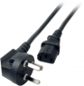 Power cord, Denmark, Dpin, angled on C13 jack, straight, black, 1.8 m