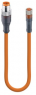 Sensor actuator cable, M12-cable plug, straight to M8-cable socket, straight, 3 pole, 0.6 m, PVC, orange, 4 A, 65138