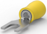 Insulated forked cable lug, 2.62-6.64 mm², AWG 12 to 10, 3.68 mm, M3.5, yellow