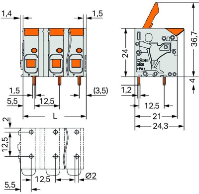 2606-1360 WAGO PCB Terminal Blocks Image 2