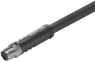 Sensor actuator cable, M12-cable plug, straight to open end, 3 pole, 1.5 m, PUR, black, 12 A, 2050020150