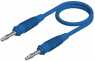 Measuring lead with (4 mm plug, spring-loaded, straight) to (4 mm plug, spring-loaded, straight), 1 m, blue, silicone, 1.0 mm², CAT O