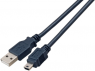 USB 2.0 connecting cable, USB plug type A to mini USB plug type B, 1.8 m, black