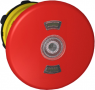 Pushbutton, illuminable, latching, waistband round, red, front ring black, mounting Ø 22 mm, ZB5AT8643M