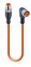 Sensor actuator cable, M12-cable plug, straight to M12-cable socket, angled, 4 pole, 0.3 m, PUR, orange, 4 A, 24920