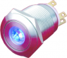 Pushbutton, 1 pole, silver, illuminated  (red), 5 A/250 V, mounting Ø 19 mm, IP65, PAV19BMFS1C6N