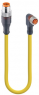 Sensor actuator cable, M12-cable plug, straight to M8-cable socket, angled, 3 pole, 0.3 m, PUR, yellow, 4 A, 14932