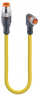 Sensor actuator cable, M12-cable plug, straight to M8-cable socket, angled, 3 pole, 1 m, PUR, yellow, 4 A, 7734