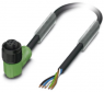 Sensor actuator cable, M12-cable socket, angled to open end, 5 pole, 5 m, PUR, black, 4 A, 1442777