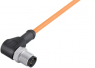 Sensor actuator cable, M12-cable plug, angled to open end, 3 pole, 2 m, PUR, orange, 4 A, 77 3427 0000 80003-0200