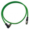 Sensor actuator cable, M12-cable plug, straight to M12-cable plug, angled, 4 pole, 11 m, PUR, green, 21349492477110
