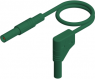 Measuring lead with (4 mm plug, spring-loaded, straight) to (4 mm plug, spring-loaded, angled), 0.25 m, green, PVC, 1.0 mm², CAT III