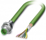 Sensor actuator cable, M12-cable plug, straight to open end, 5 pole, 5 m, PUR, green, 4 A, 1534533